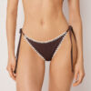 Brazilian String Swimsuit Bottom Bicolor Embroidery Brazilian String Swimsuit Bottom Bicolor Embroidery