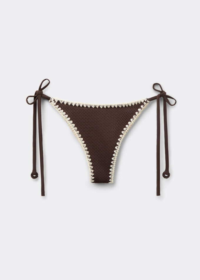 Brazilian String Swimsuit Bottom Bicolor Embroidery Brazilian String Swimsuit Bottom Bicolor Embroidery