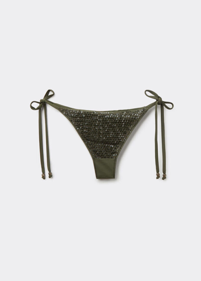 Brazilian String Swimsuit Bottom Sequin Net Brazilian String Swimsuit Bottom Sequin Net