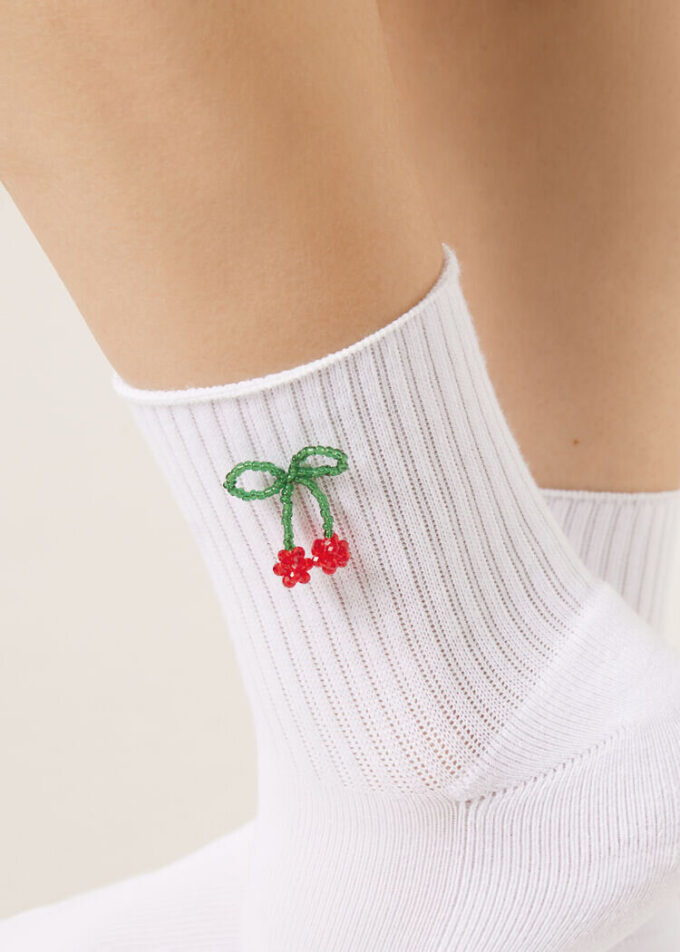 Cherry Appliqué Socks