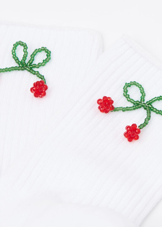 Cherry Appliqué Socks