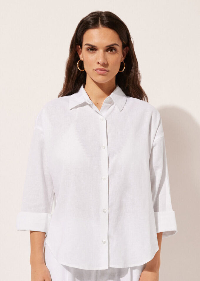 Cropped Linen and Viscose Shirt Cropped Linen and Viscose Shirt