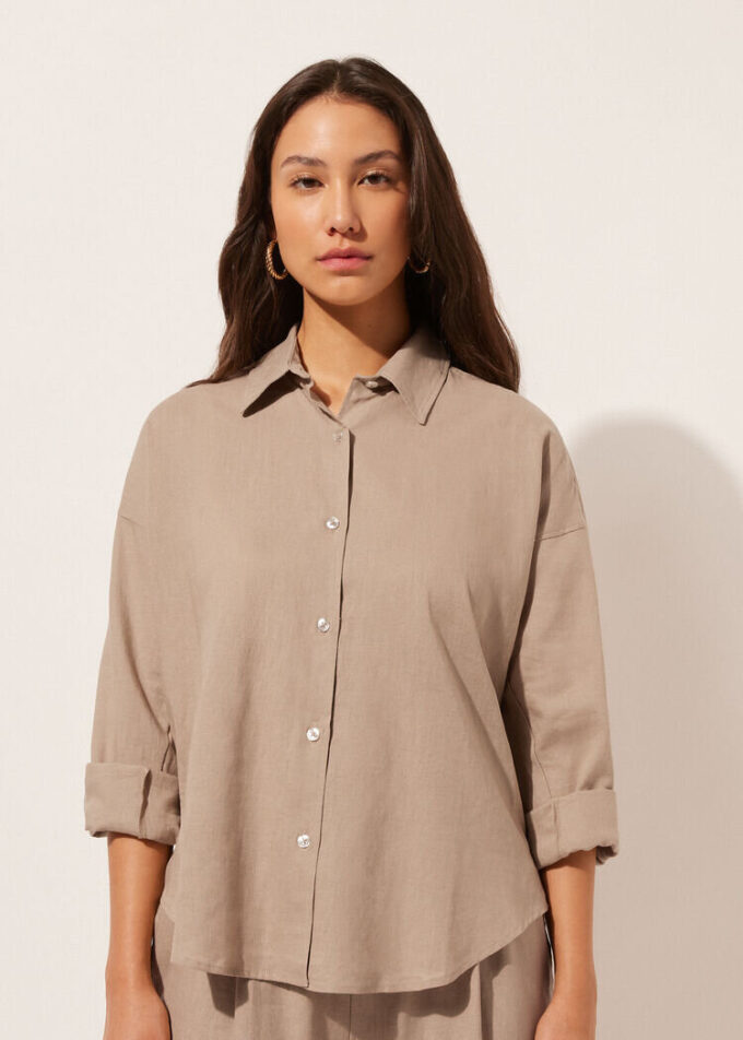 Cropped Linen and Viscose Shirt Cropped Linen and Viscose Shirt