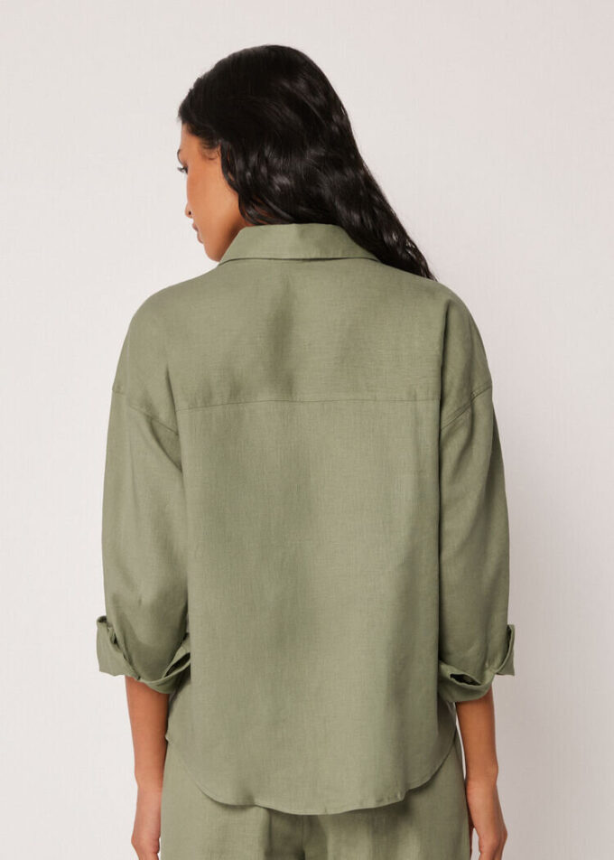 Cropped Linen and Viscose Shirt Cropped Linen and Viscose Shirt