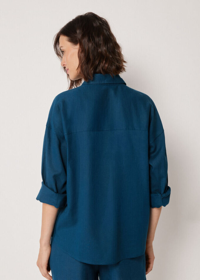 Cropped Linen and Viscose Shirt Cropped Linen and Viscose Shirt