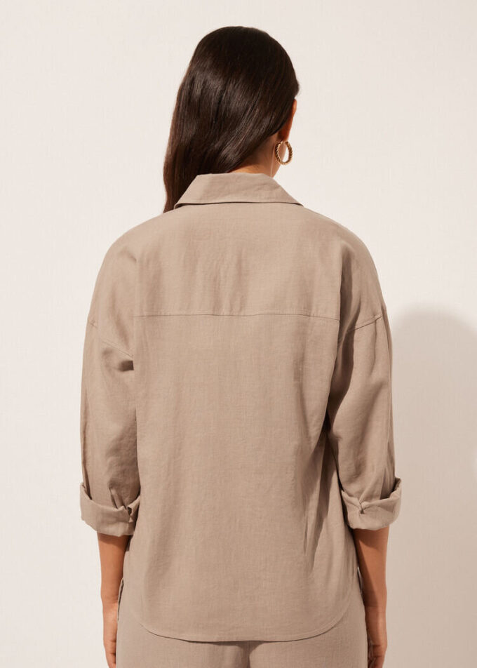 Cropped Linen and Viscose Shirt Cropped Linen and Viscose Shirt