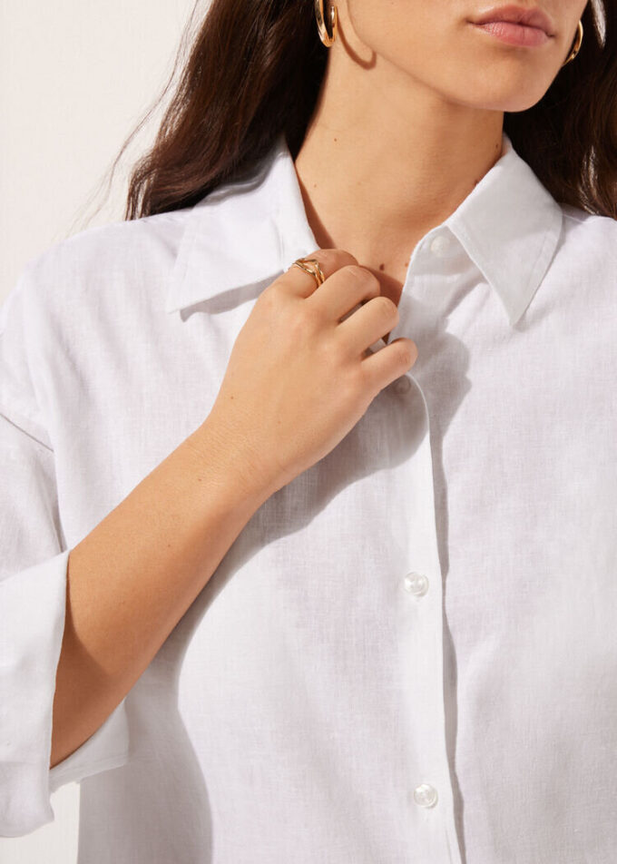 Cropped Linen and Viscose Shirt Cropped Linen and Viscose Shirt