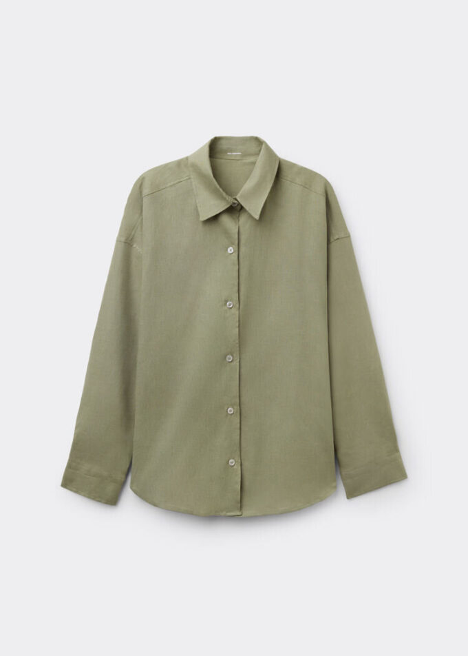 Cropped Linen and Viscose Shirt Cropped Linen and Viscose Shirt