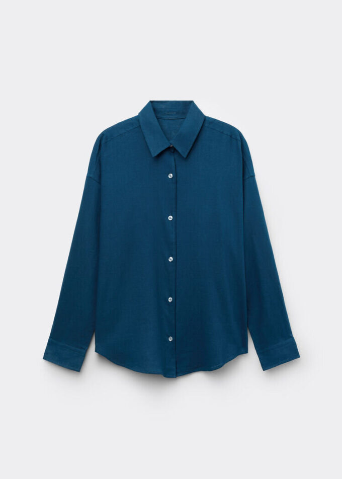Cropped Linen and Viscose Shirt Cropped Linen and Viscose Shirt