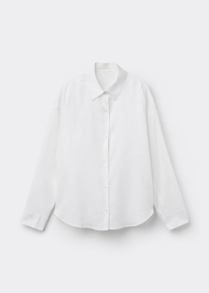 Cropped Linen and Viscose Shirt Cropped Linen and Viscose Shirt