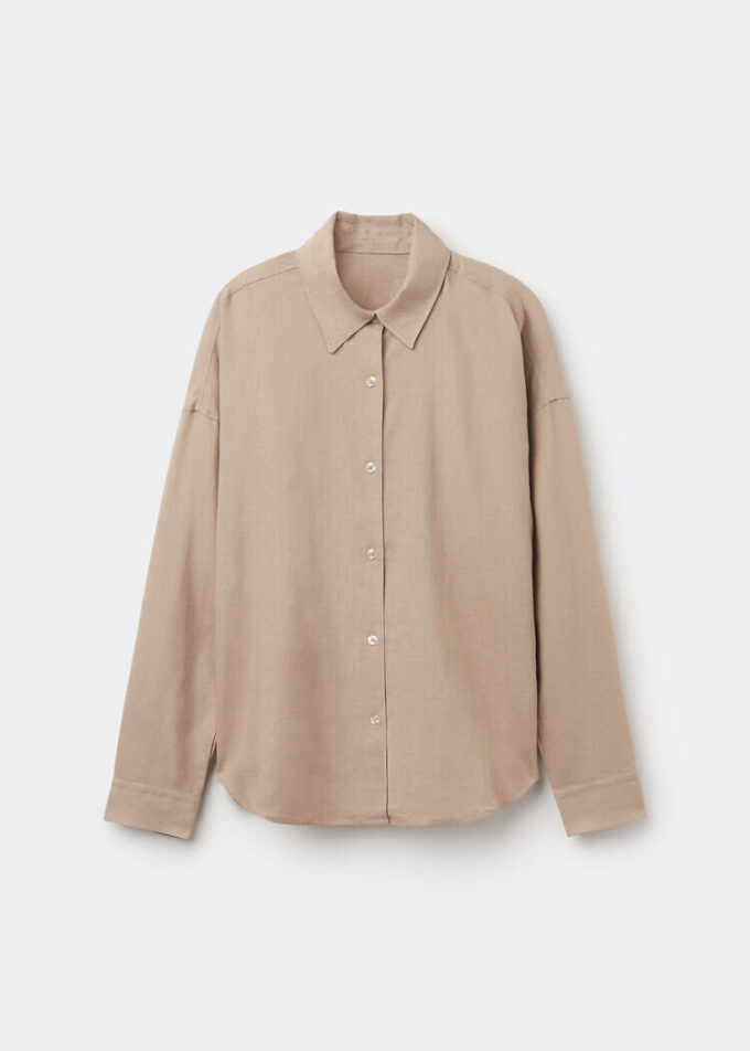 Cropped Linen and Viscose Shirt Cropped Linen and Viscose Shirt