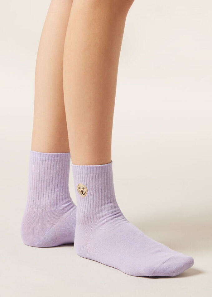 Dogs Embroidered Socks