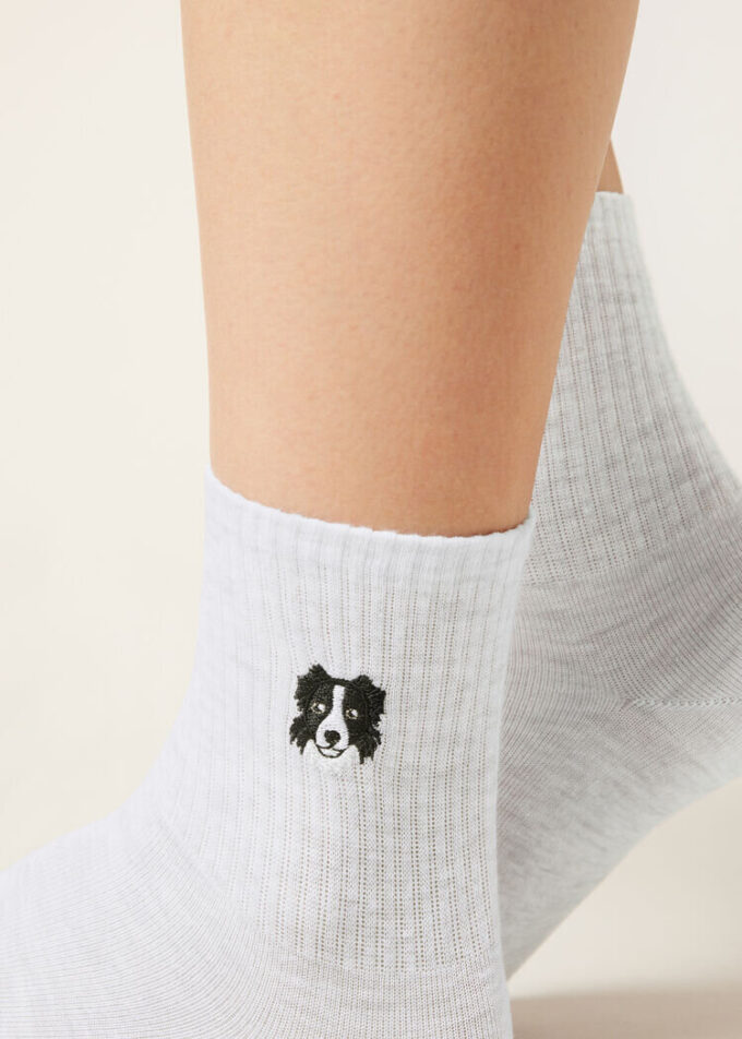 Dogs Embroidered Socks