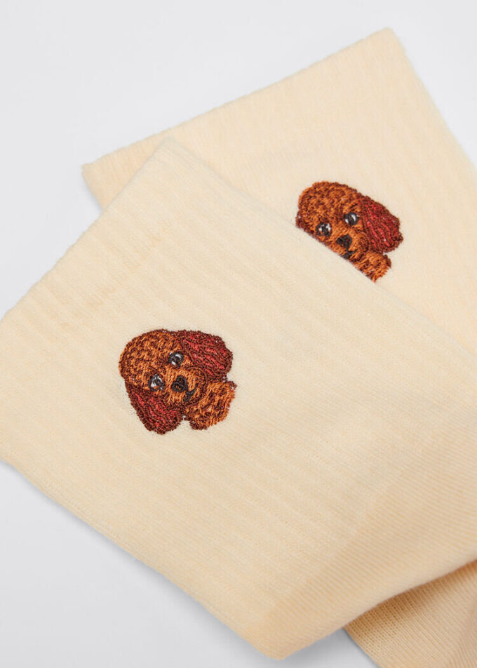 Dogs Embroidered Socks