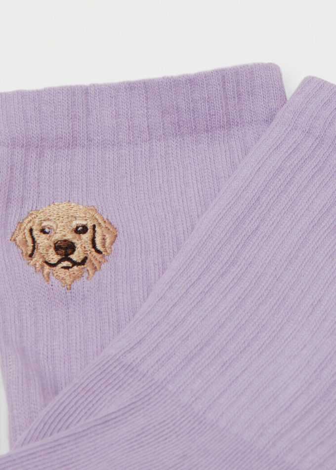 Dogs Embroidered Socks