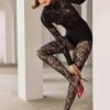 Floral Fishnet Tights