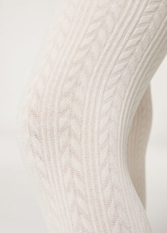 Girls Cable Knit Thermal Tights