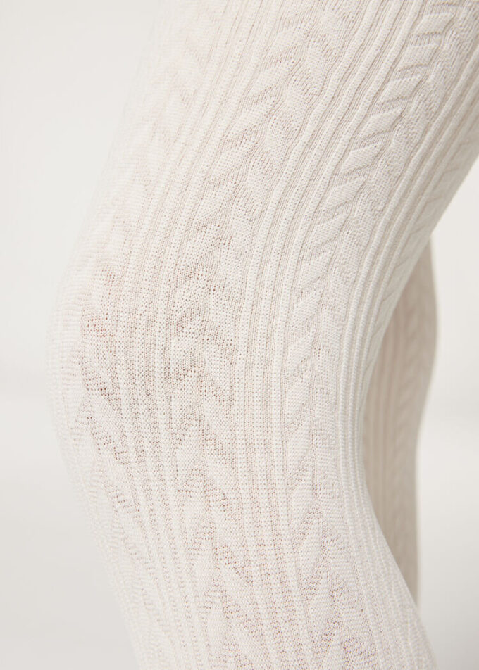 Girls Cable Knit Thermal Tights