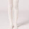 Girls’ Ribbed Cotton Tights with Bow