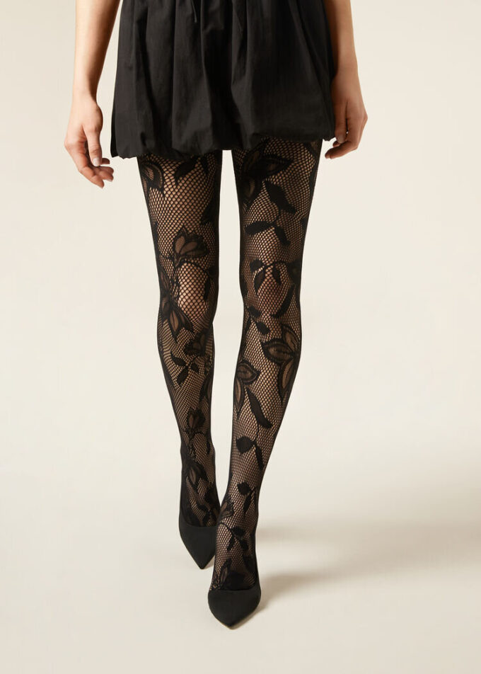 Macro Floral Lace Tights Macro Floral Lace Tights
