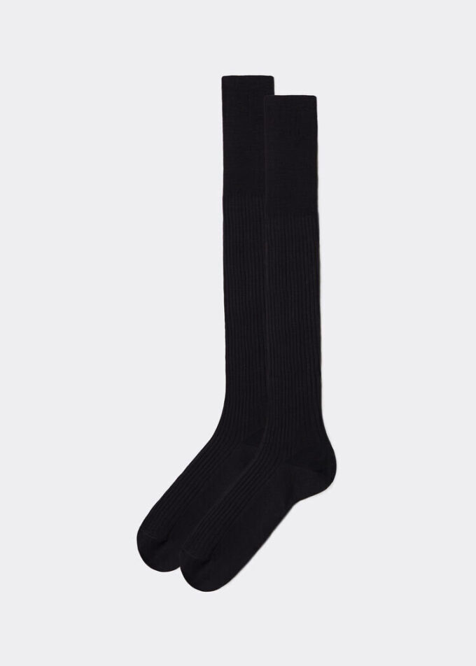 Men’s Lisle Thread Ribbed Long Socks