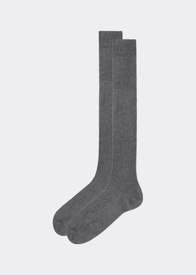 Men’s Lisle Thread Ribbed Long Socks