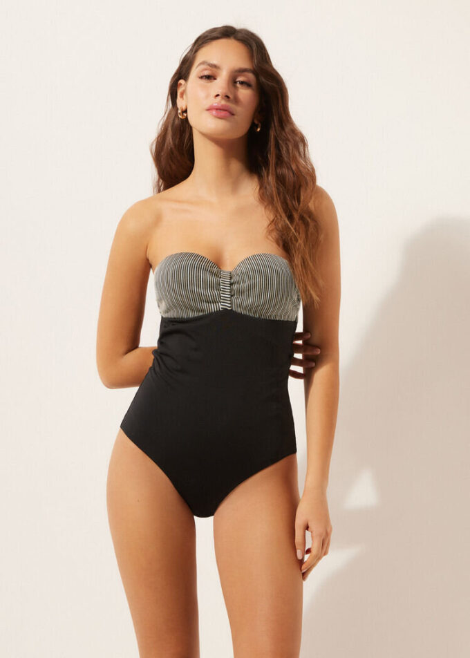 One-Piece Swimsuit Golden Stripes