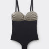 One-Piece Swimsuit Golden Stripes