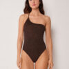 One-Shoulder Swimsuit Metallic Glow