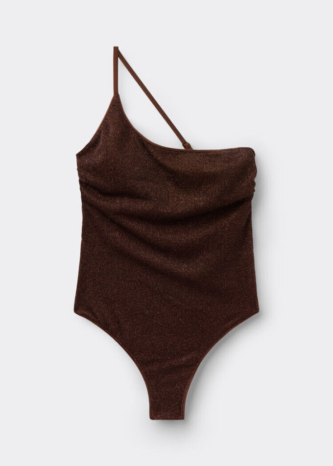 One-Shoulder Swimsuit Metallic Glow