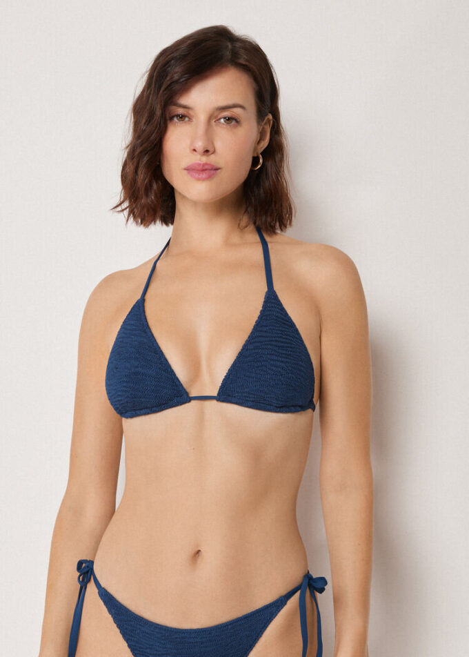 Removable Padding Triangle Swimsuit Top Crinkle Waves Removable Padding Triangle Swimsuit Top Crinkle Waves
