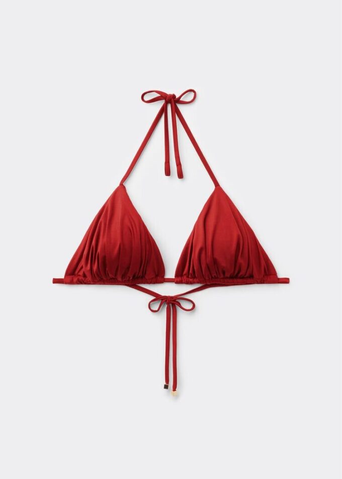 Removable Padding Triangle Swimsuit Top Shiny Satin Removable Padding Triangle Swimsuit Top Shiny Satin