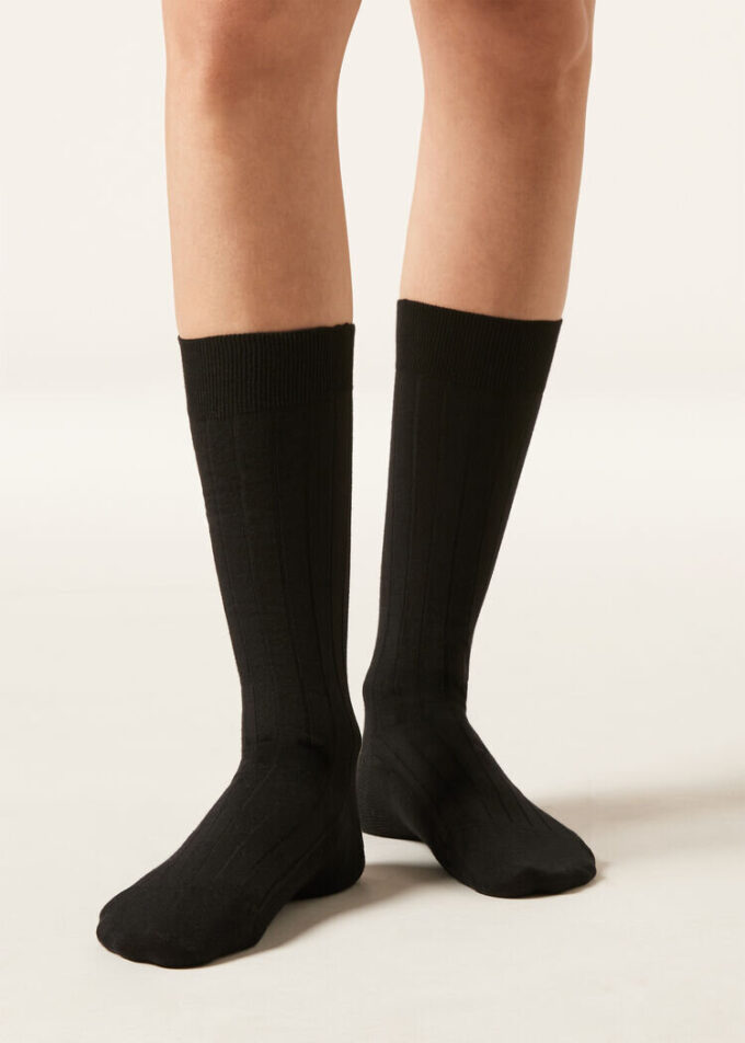 Ribbed Mid-Calf Socks Ribbed Mid-Calf Socks