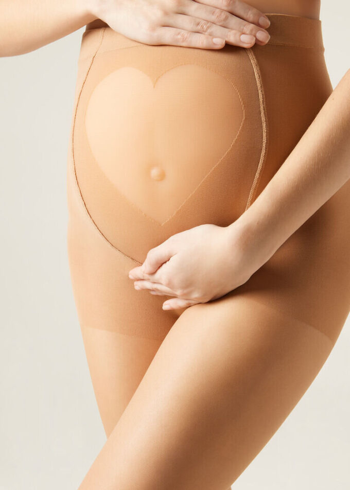 Sheer 20 Denier Maternity Tights with See-Through Heart Sheer 20 Denier Maternity Tights with See-Through Heart