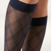 Sheer Diamond Pattern Knee High Socks