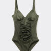 Shiny Satin Slimming One Piece Swimsuit