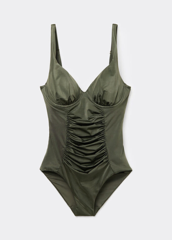 Shiny Satin Slimming One Piece Swimsuit