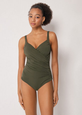 Slimming One-Piece Swimsuit Elegant Draping