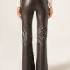 Thermal Flared Pants with Coated Effect