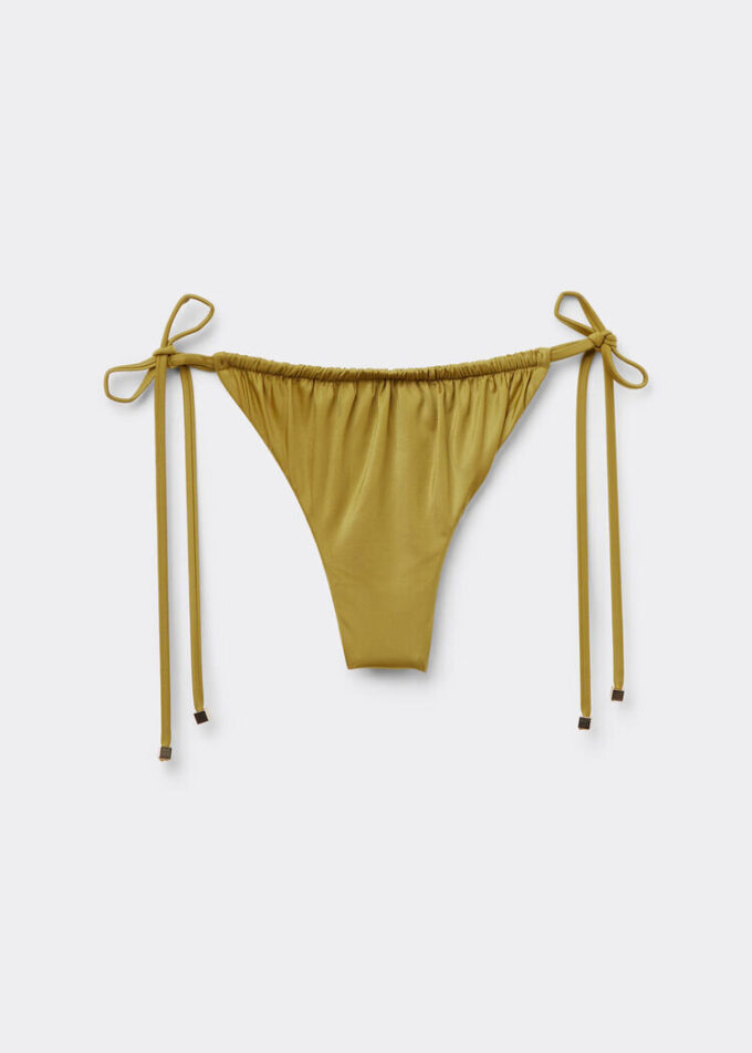 Thong Swimsuit Bottoms Shiny Satin