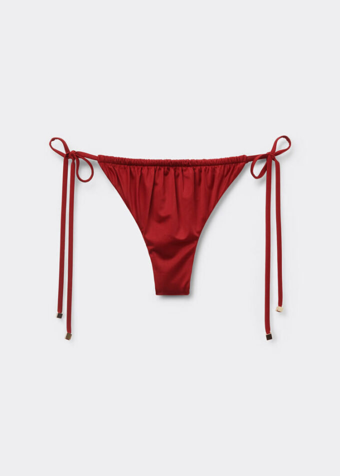 Thong Swimsuit Bottoms Shiny Satin