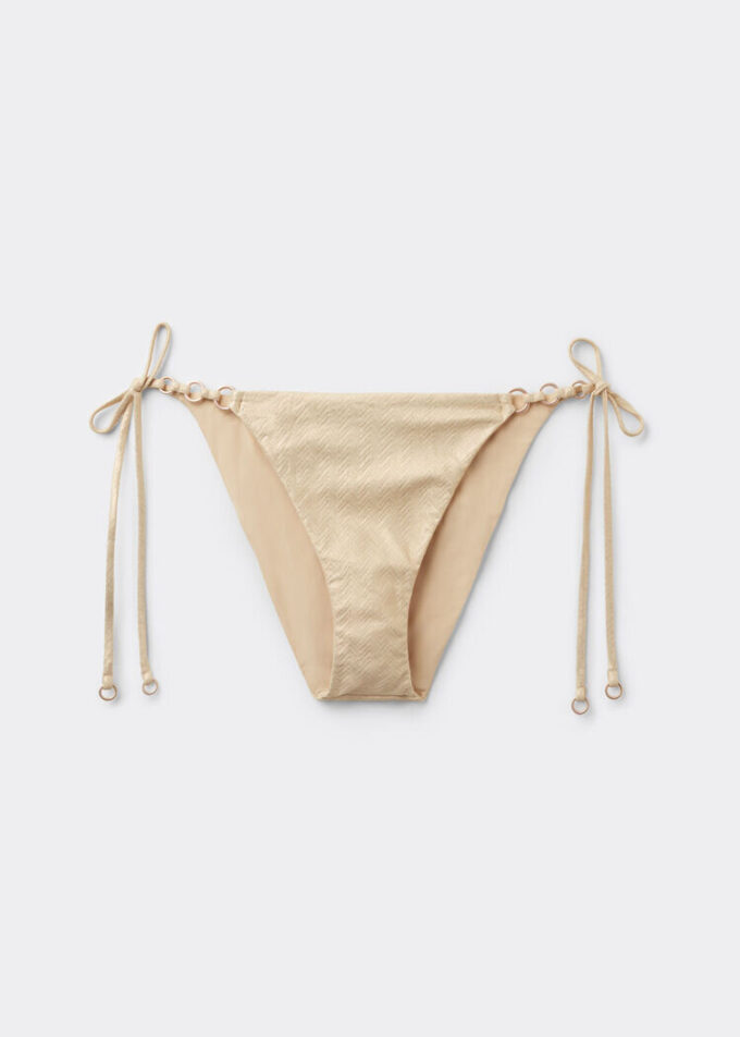 Tied Swimsuit Bottoms Gold Waves