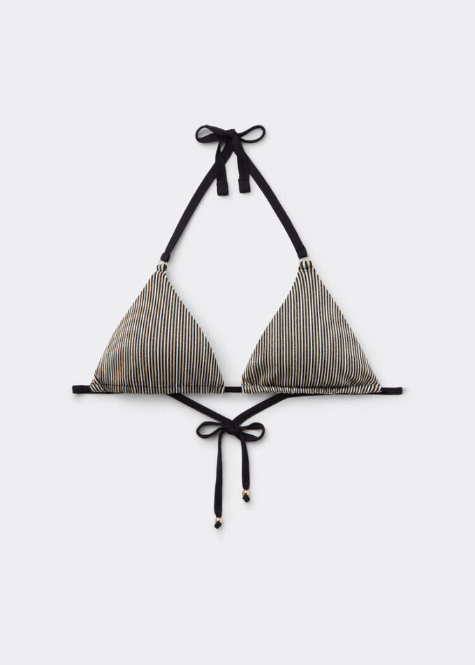 Triangle Swimsuit Top Golden Stripes Triangle Swimsuit Top Golden Stripes