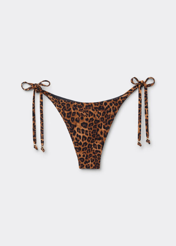 Wild Animalier Thong Swimsuit Bottoms